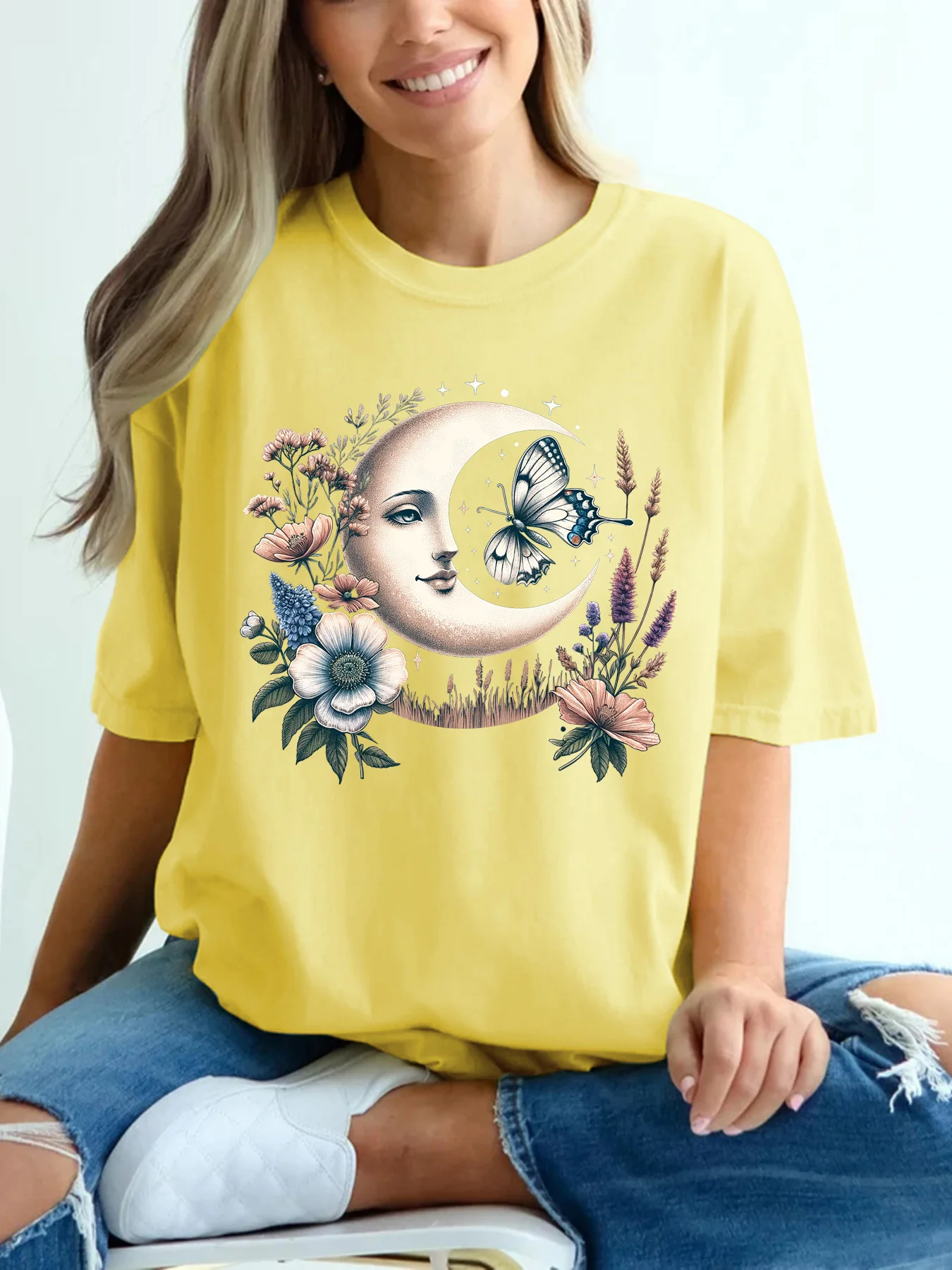 Женская летняя футболка оригинального дизайна с принтом бабочек и цветов, Женские повседневные топы с круглым вырезом и коротким рукавом
Женская летняя футболка оригинального дизайна с принтом бабочек и цветов, Женские повседневные топы с круглым вырезом и коротким рукавом