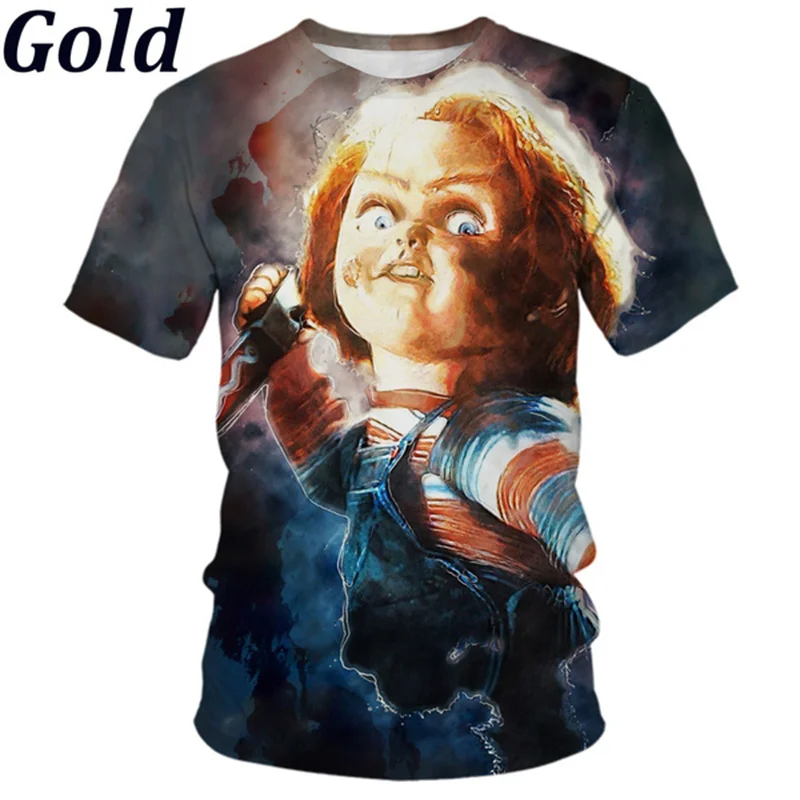 

Horror 3D Chucky Printing T Shirt Movie Child's Play Graphic Tee Shirts Kids Fashion Cool Streetwear Short Sleeves Harajuku Tees