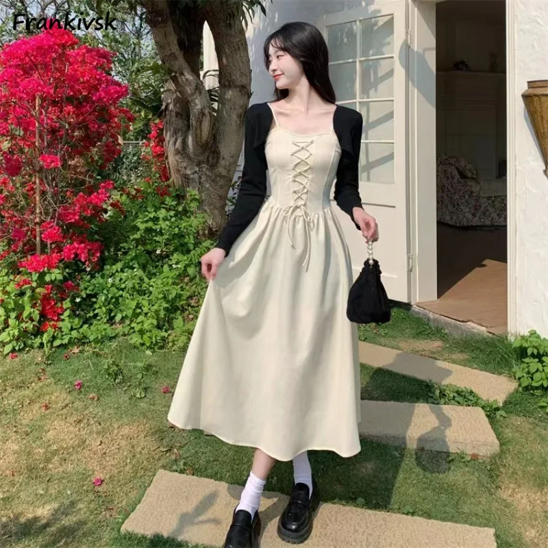 Dress Sets Women Criss-cross Solid Cardigan Temperament Slouchy Spring Autumn Suspender Simple Youthful Street Fashion Casual
Dress Sets Women Criss-cross Solid Cardigan Temperament Slouchy Spring Autumn Suspender Simple Youthful Street Fashion Casual