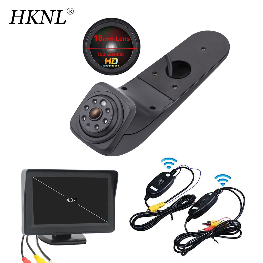 

HKNL 18MM HD CCD Car Rear View Camera With 4.3"Monitor 2.4GHZ Wireless For VW Crafter MAN TGE ab 2017 modified Brake Light Kombi