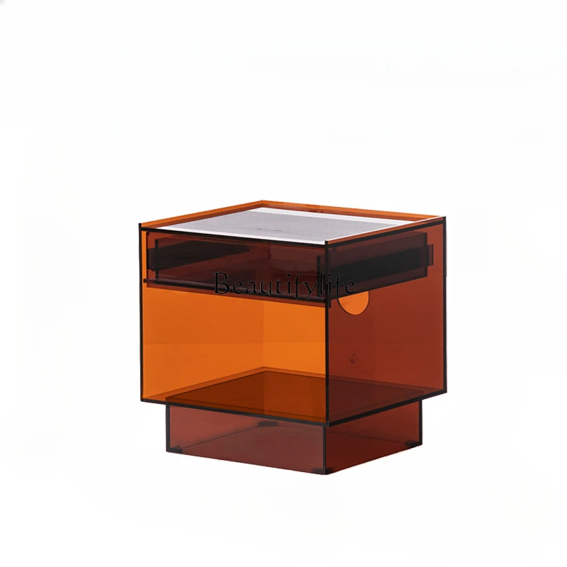 

Акриловый кремовый стильный прикроватный столик, современный минималистичный прикроватный столик для спальни, роскошный высококачественный шкаф для хранения