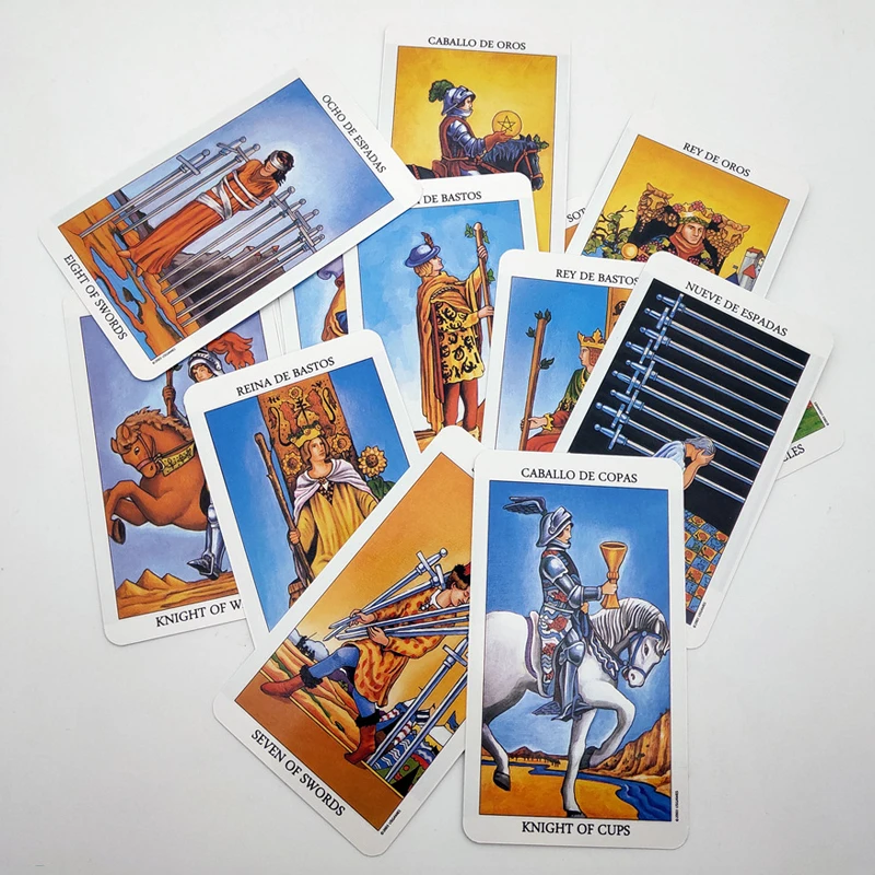 Cartes de tarot Rider Waite pour enfant et adulte, jeu de prédiction du destin, classique, espagnol, anglais, oracle, divertissement 6