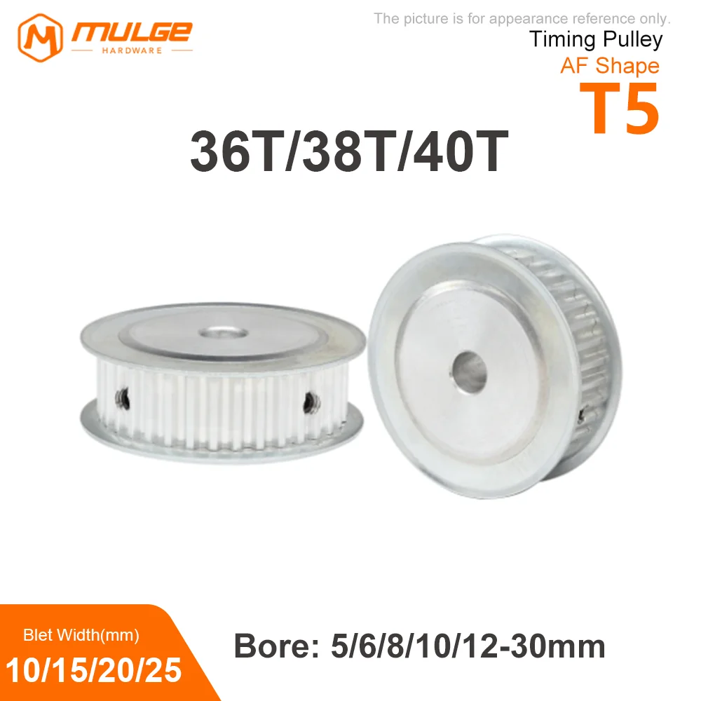 

Timing Pulley T5-36T/38T/40T Bore 5-30mm Alloy Wheels AF Shape Teeth Pitch 5mm Match With T5 Width 10/15/20/25mm Timing Belt