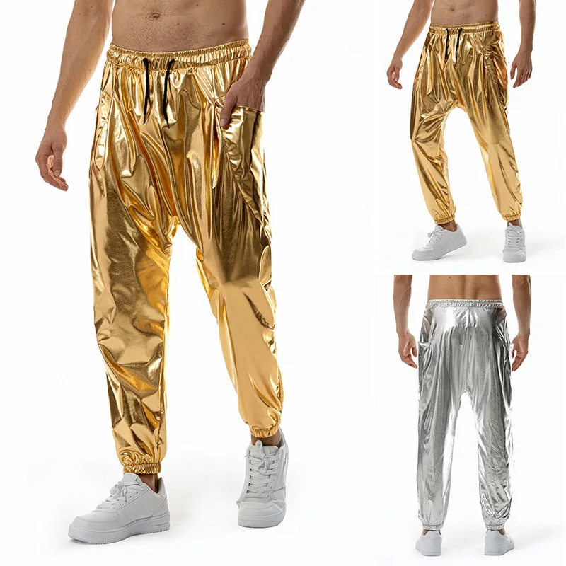 Mens Shiny Gold Metallic Jogger Sweatpants Hip Hop Wet Look Trousers Men Club Party Festival Prom Streetwear Pantalones Hombre
Mens Shiny Gold Metallic Jogger Sweatpants Hip Hop Wet Look Trousers Men Club Party Festival Prom Streetwear Pantalones Hombre