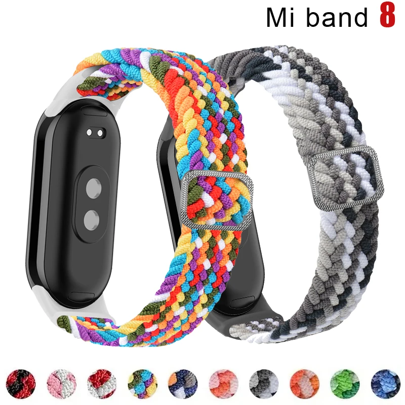 

Braided Strap for Xiaomi Mi Band 8 Elastic Nylon Solo Loop Adjustable Watchbands Replacement correa bracelet for Miband 8 NFC