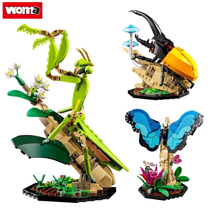 

Woma Brand Blocks Creative Insect Series Butterfly Building Block Beetle Mantis Biological Model Decoration Kids Bricks Toy Gift