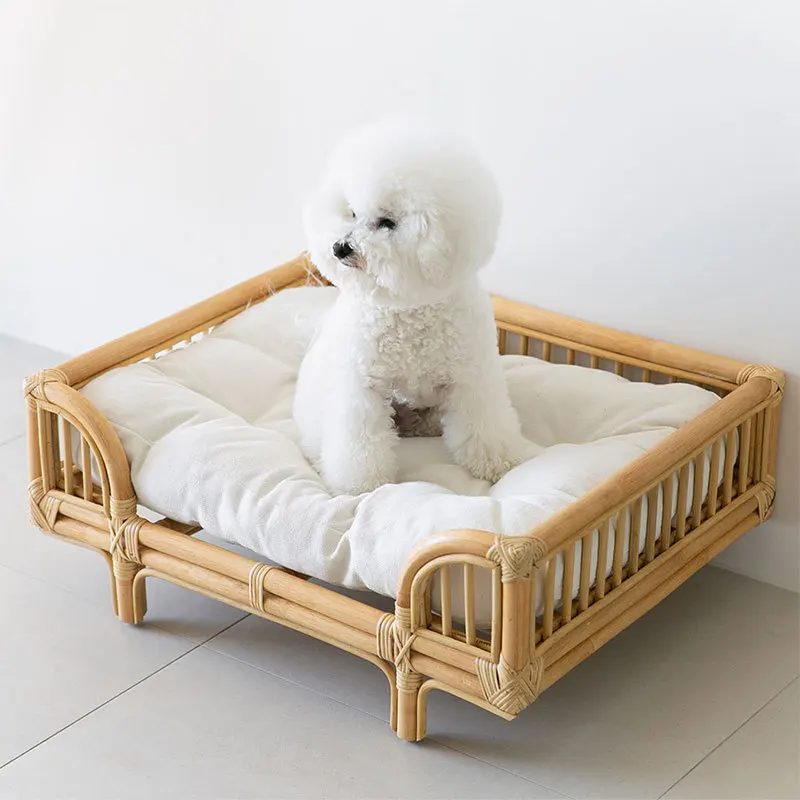 

Dreamhause Korean Natural Rattan Dog Pet House Bed Solid Wood Dog House Rattan Cat Bed Kitten