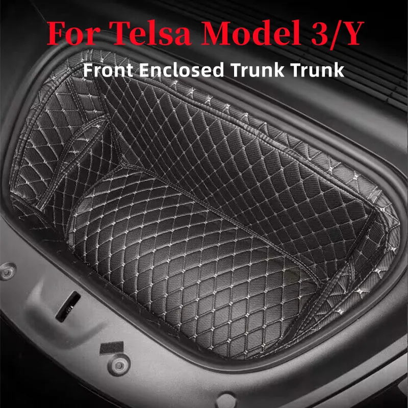 

For Tesla Model 3 / Y Car Trunk Storage Pad Leather Front Rear Trunk Mat Protector Bottom Interior Decoration Pad Accessories