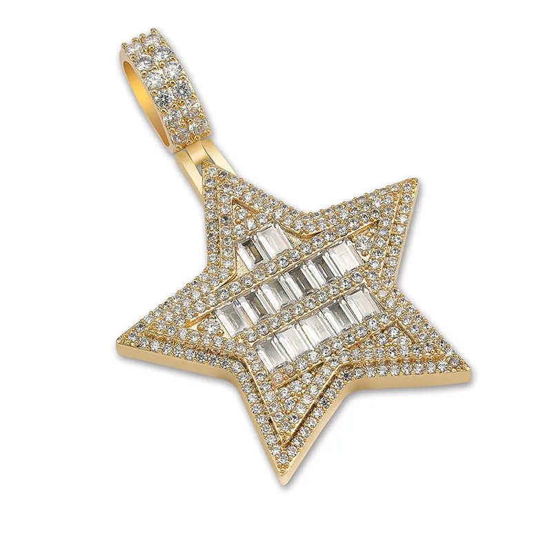 

Hip Hop Micro Paved Cubic Zirconia Bling Iced Out Star Pendants Necklace for Men Women Unisex Rapper Jewelry Drop Shipping