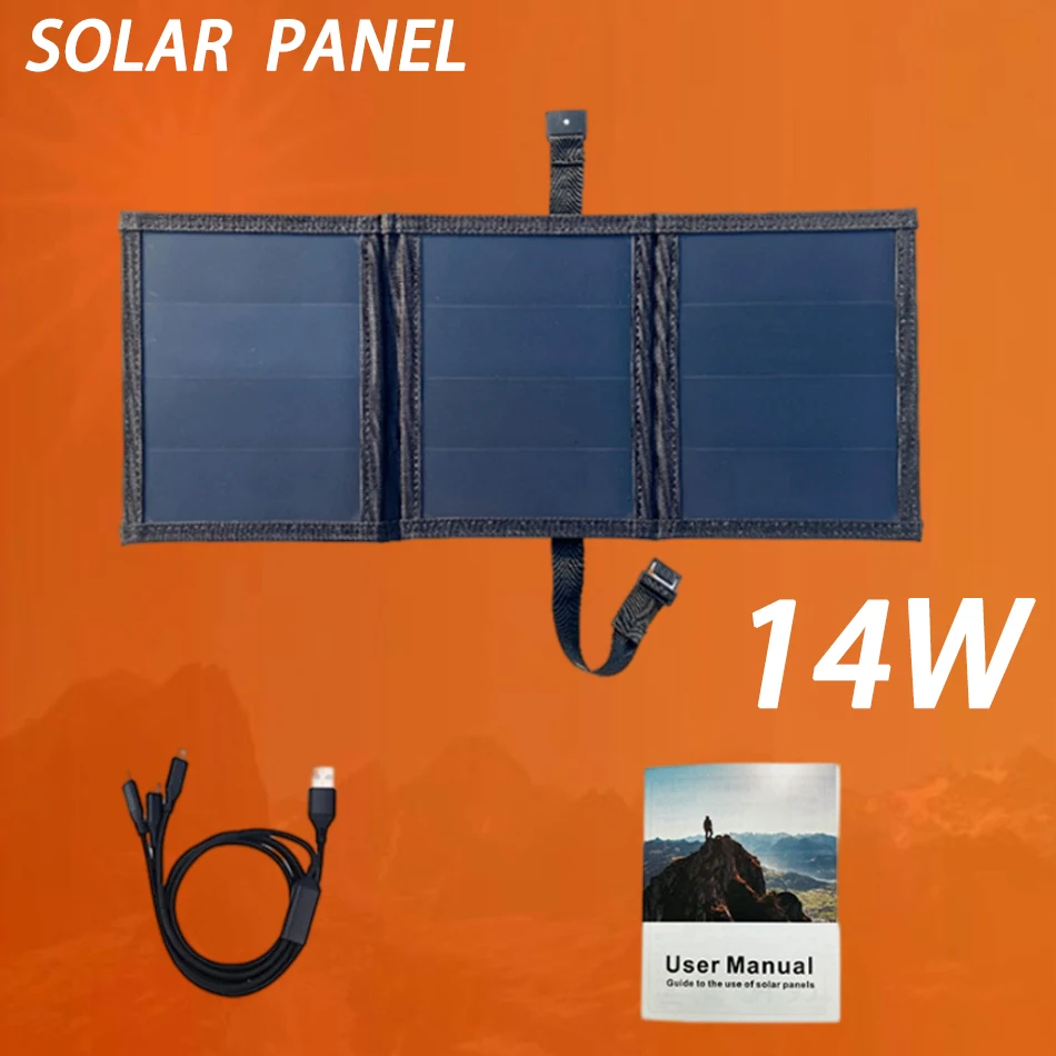 

14W 5Vsolar Panel Foldable Mobile USB Charger Outdoor Camping Travel Hiking Solar Portable Charging Folding Bag Sunpower Solar