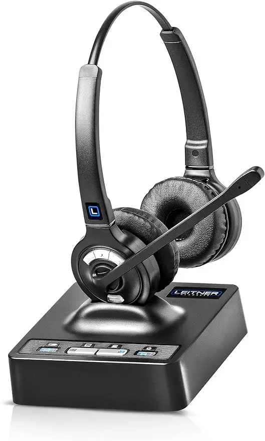 

LH275 2-in-1 Wireless Office Headset with Mic – Computer and Telephone Headset – Phone Headsets for Office Phones
