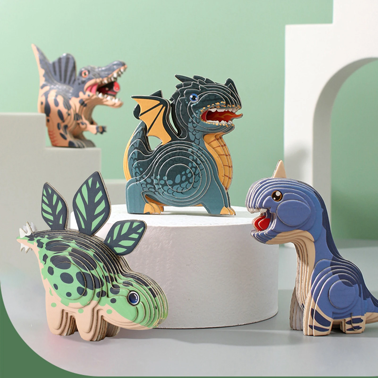 Фото Пазлы-Динозавры детские развивающие 3D бумажные игрушки-головоломки Детская