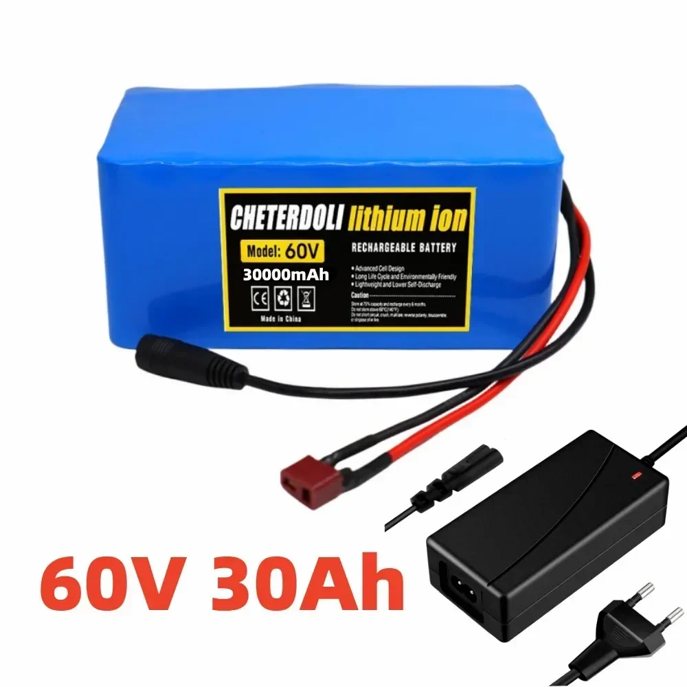 

60V 16S2P 30Ah 18650 Li-ion Battery Pack 67.2V Lithium Ion 30000mAh Ebike Electric Bicycle Scooter Built In BMS 750W 1000Watt