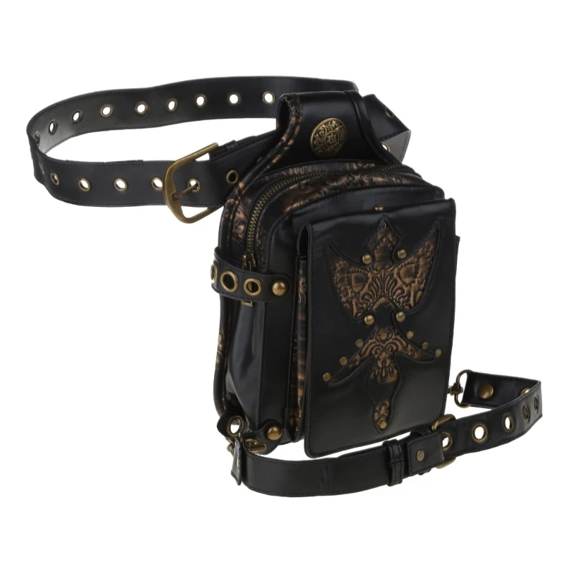 

Gothic Waist Bag Fanny Pack Leather Steampunk Leg Bag Crossbody Shoulder Bags Hip Holster