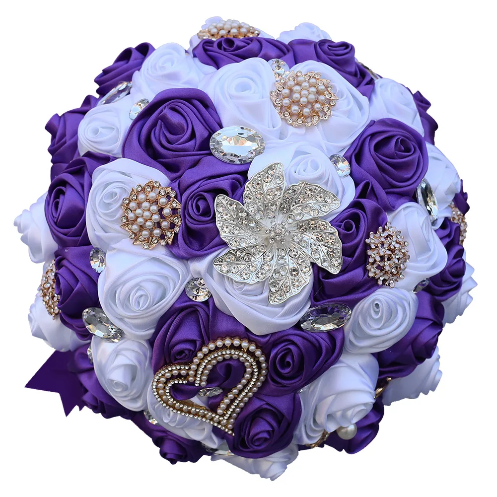 

Many Style Purple and White Artificial Flower Bridal Bouquet Wedding Hand Accessories Marriage Bride Bridesmaid Holding Bouquet