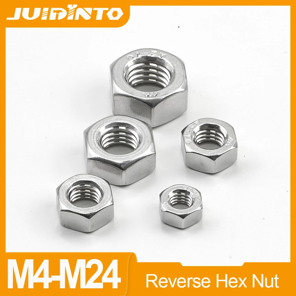 

JUIDINTO 1-55pcs Hexagon Hex Nuts Left Hand Threaded M4 M5 M6 M8 M10 M12 M14 M16 M18 M20 M24 Stainless Steel Allen Reverse Nuts
