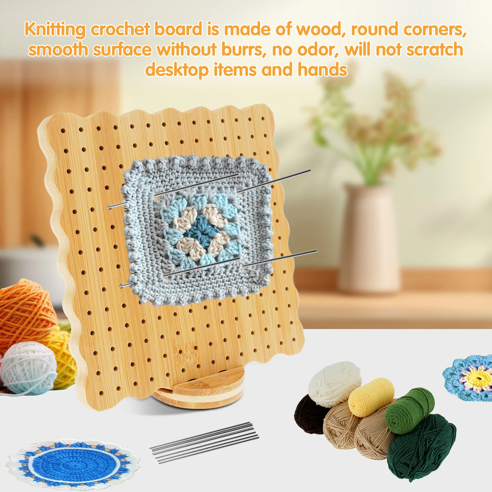Wood Crochet Knitting Board 7.7in Granny Square Blocking Board Knitting Crochet Boards with Oval Base for Handcrafted DIY Crafts Wood Crochet Knitting Board 7.7in Granny Square Blocking Board Knitting Crochet Boards with Oval Base for Handcrafted DIY Crafts