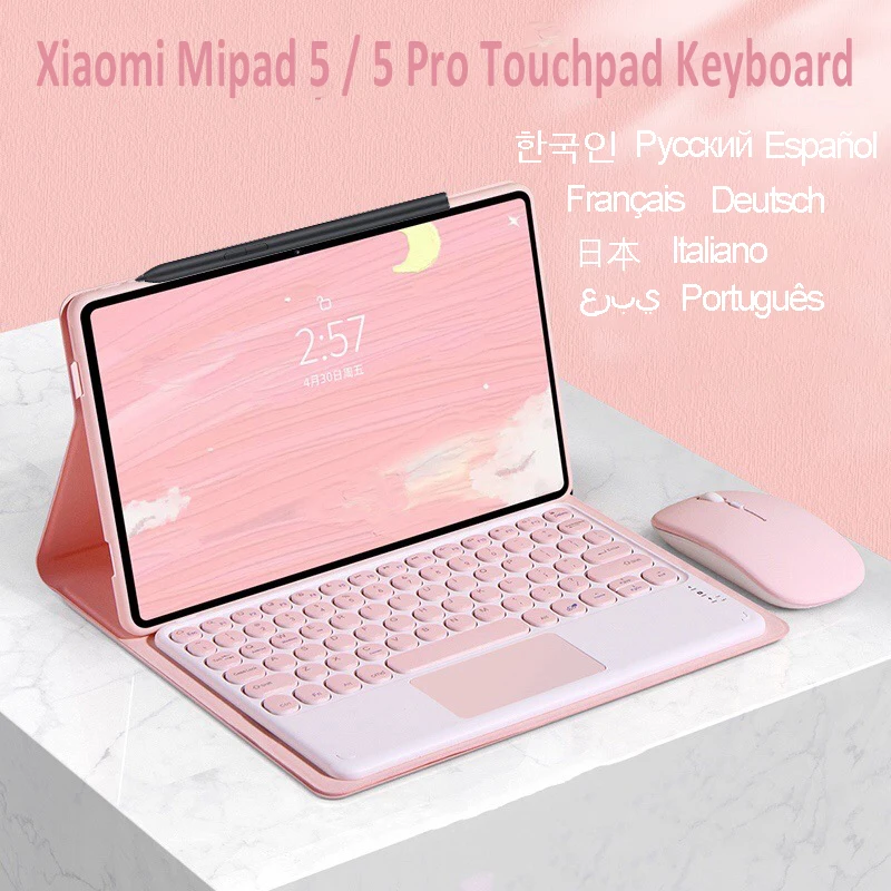 

For Xiaomi Mipad 5 2021 Touchpad Keyboard Case Wireless Keyboard Mouse for Xiaomi Mi Pad 5 Pro Magnetic Smart Cover Funda