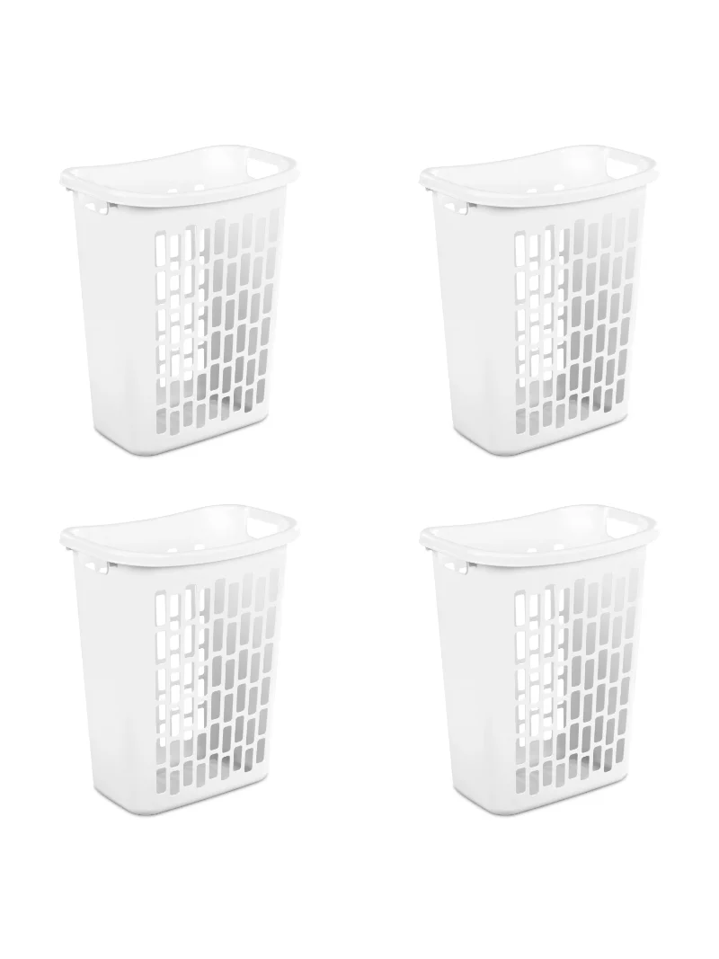 

Mainstays Rectangular Open Laundry Hamper Plastic, White, Set of 4