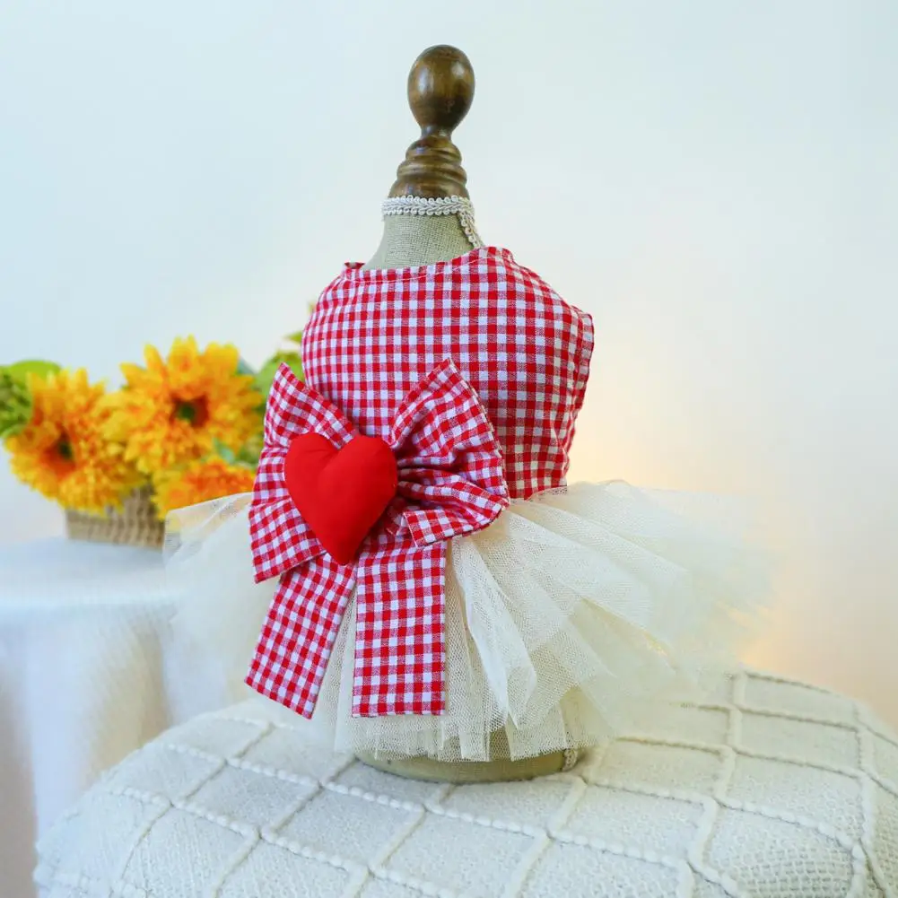 Mesh Stitching Pet Dress Adorable Pet Dresses Heart Bow Plaid Pattern Cat Gauze Dress Valentine's Day Love Princess Dress
Mesh Stitching Pet Dress Adorable Pet Dresses Heart Bow Plaid Pattern Cat Gauze Dress Valentine's Day Love Princess Dress