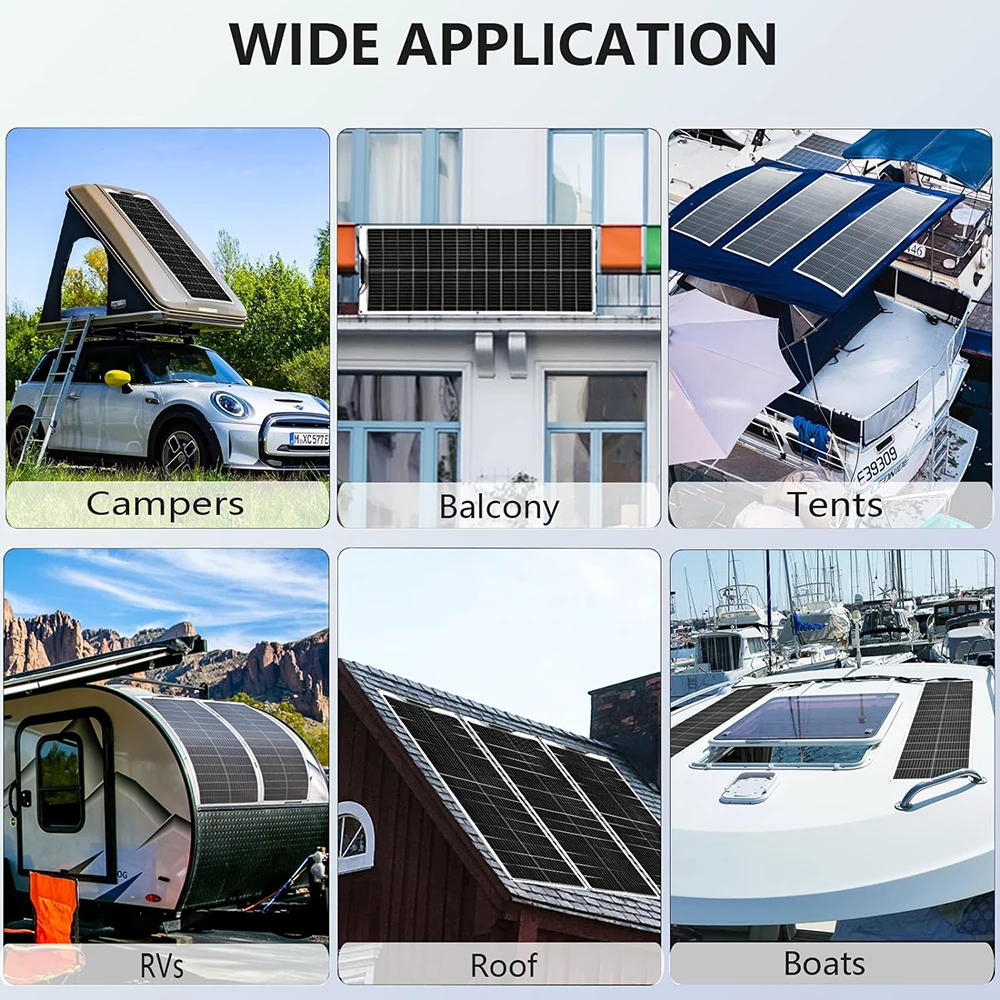 Panel Solar de 200W/100W, módulo de paneles solares, célula monocristalina de 100 vatios o 200 vatios para coche, barco, hogar, RV, cargador de batería Panel Solar de 200W/100W, módulo de paneles solares, célula monocristalina de 100 vatios o 200 vatios para coche, barco, hogar, RV, cargador de batería