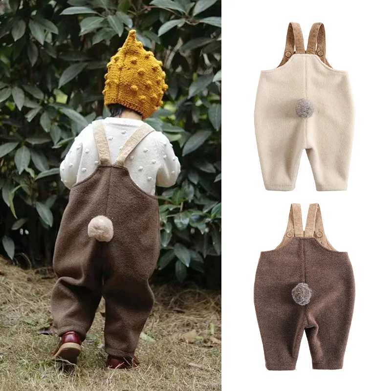 New Spring Autumn Boys and Girls Overalls Solid Soft Woolen Cloth Rabbit Tail Straps Jumpsuit Children Casual Warm Pants E23430
New Spring Autumn Boys and Girls Overalls Solid Soft Woolen Cloth Rabbit Tail Straps Jumpsuit Children Casual Warm Pants E23430