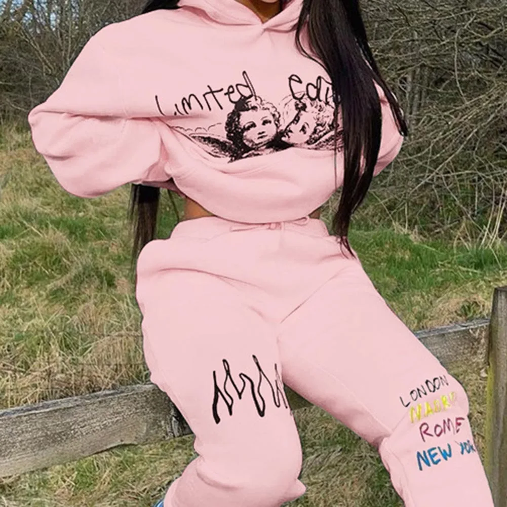 Newest Daily Sweatshirt Set High Collar Hooded Sweatshirt Printed Drawstring Hoodie Two-piece Set Women Casual Wear
Newest Daily Sweatshirt Set High Collar Hooded Sweatshirt Printed Drawstring Hoodie Two-piece Set Women Casual Wear