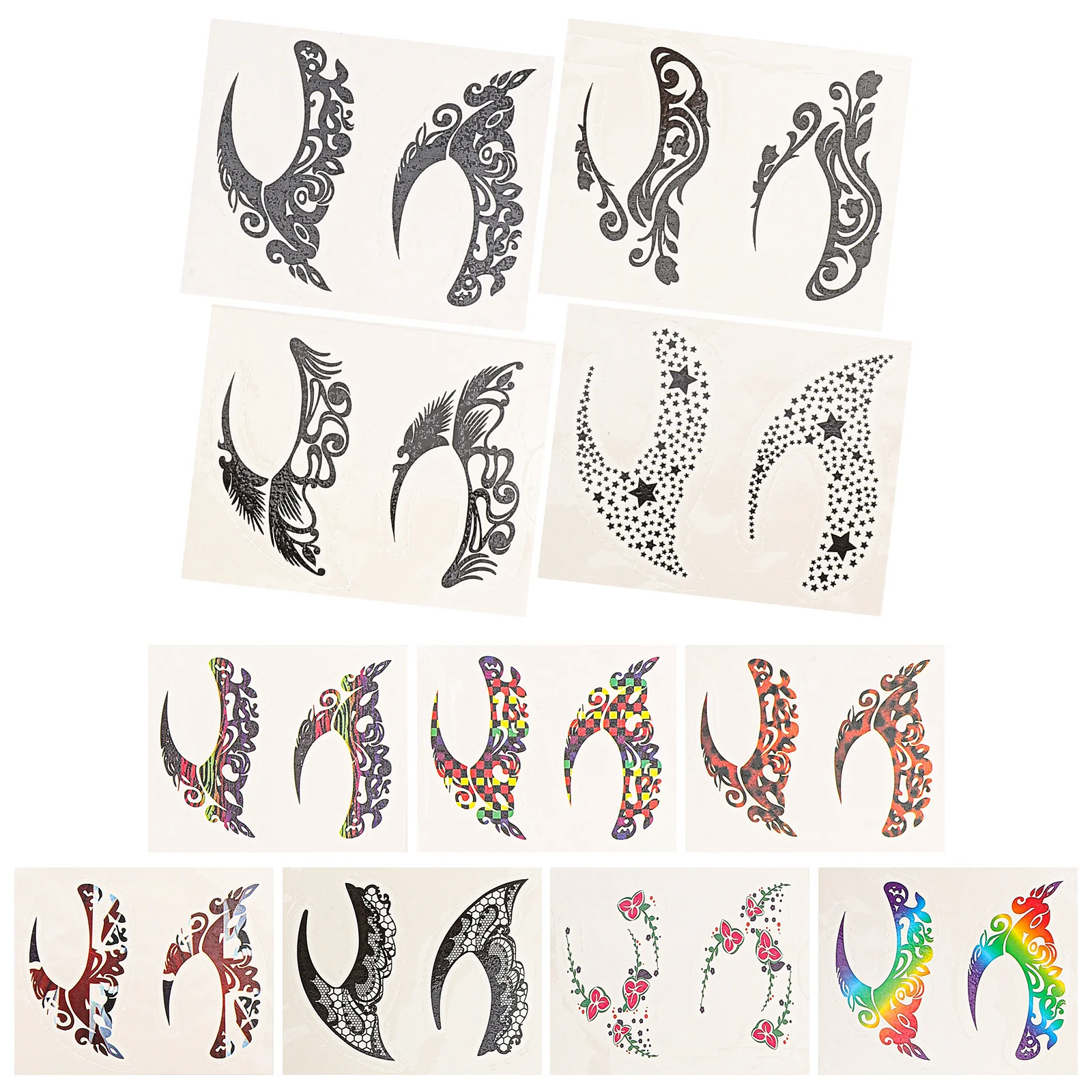 

11 Pcs Eyeshadow Tattoo Stickers Transfer Temporary Face Template Makeup Eyeliner Stencil Water Paper For