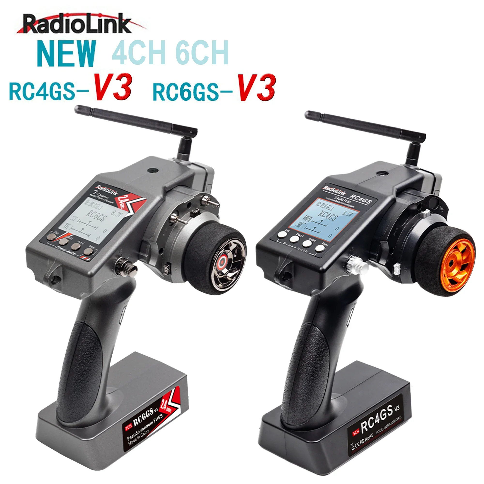 

RadioLink RC4GS RC6GS V3 2.4G 4CH 6CH Remote Controller Transmitter with R6FG R7FG Gyro Receiver for RC Car Boat Crawler Robot