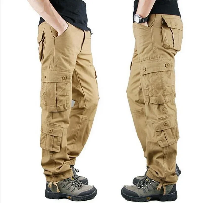 

Мужские брюки-карго с 8 карманами, мужские повседневные свободные прямые брюки со множеством карманов, модная одежда