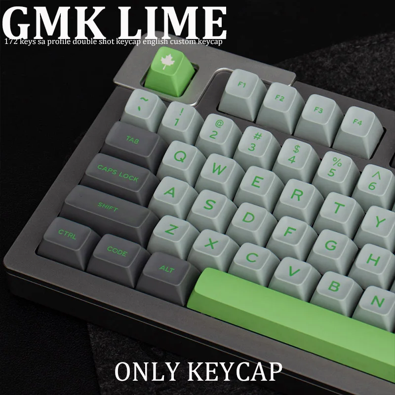 

GMK Lime 172 Keys Double Shot Keycap SA Profile English Custom Keycaps For Mechanical Keyboard 61/64/68/75/84/87/96/980/100/104