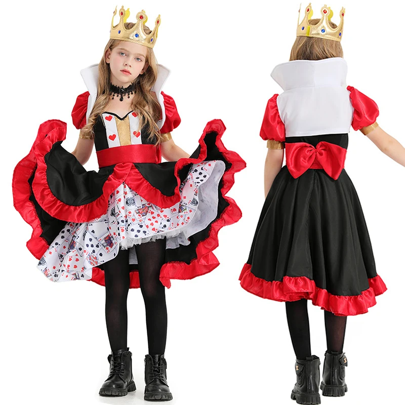 Kids Alice in Wonderland The Red Queen Cosplay Peach Heart Queen Poker Printed Dress Crown Halloween Carnival Costumes for Girls
Kids Alice in Wonderland The Red Queen Cosplay Peach Heart Queen Poker Printed Dress Crown Halloween Carnival Costumes for Girls