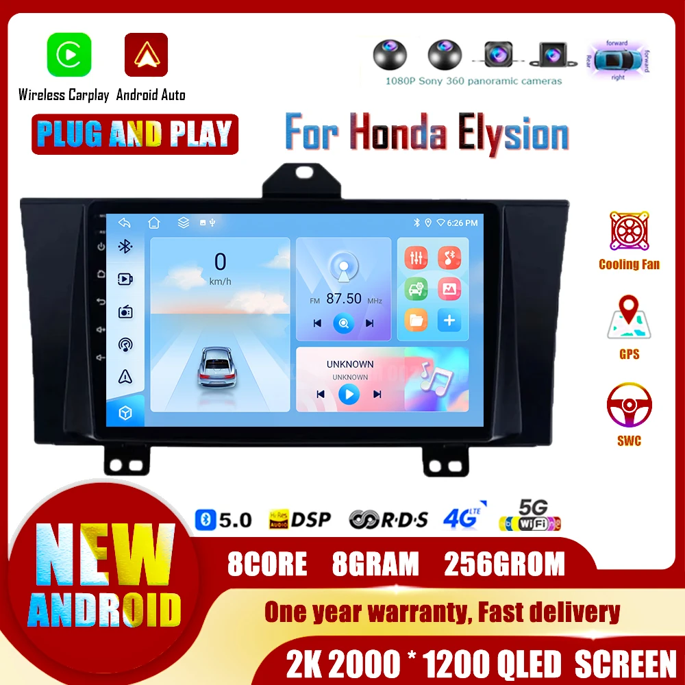 

9“ Android 14 Car Radio Multimedia For Honda Elysion 2004-2015 GPS CarPlay Head Unit 4G WIFI Stereo Car Video Player Monitor