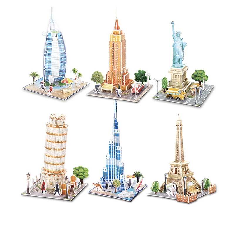 

World Architecture 3D Paper Jigsaw Puzzle Small Model Famous Landscape Intellectual Development DIY Attractions Toys for Kids