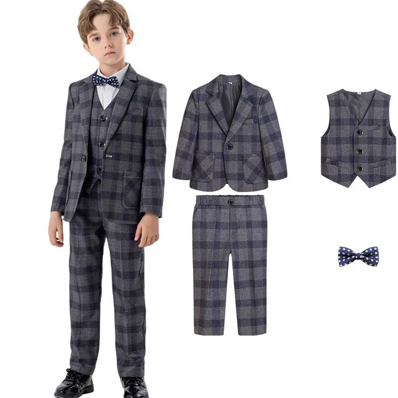 Prince Kids Plaid Jacket Vest Pants Bowtie 4PS Piano Party Dress Boys Ceremony Photograph Suit Children Performance Show Costume
Prince Kids Plaid Jacket Vest Pants Bowtie 4PS Piano Party Dress Boys Ceremony Photograph Suit Children Performance Show Costume