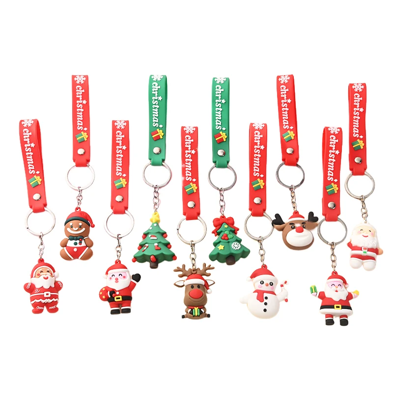 

Christmas Keychain Cute Cartoon Santa Claus Elk Pendant Doll Keyring Backpack Bags Ornaments Xmax New Year Key Chains