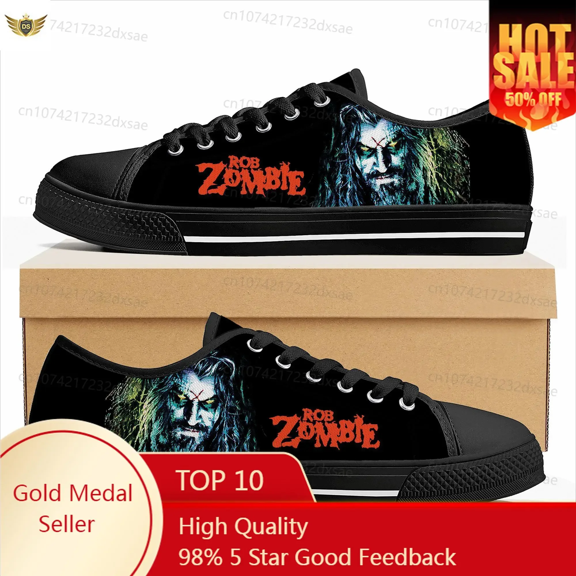 

Rob Zombie Rock Singer Low Top High Quality Sneakers Mens Women Teenager Children Canvas Sneaker Casual Couple Shoes Custom Shoe