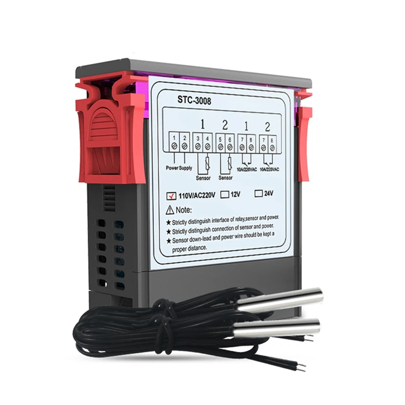 

Digital Thermostat Temperature Controller STC-3008 Thermometer Sensor Hygrometer 12V 24V 220V