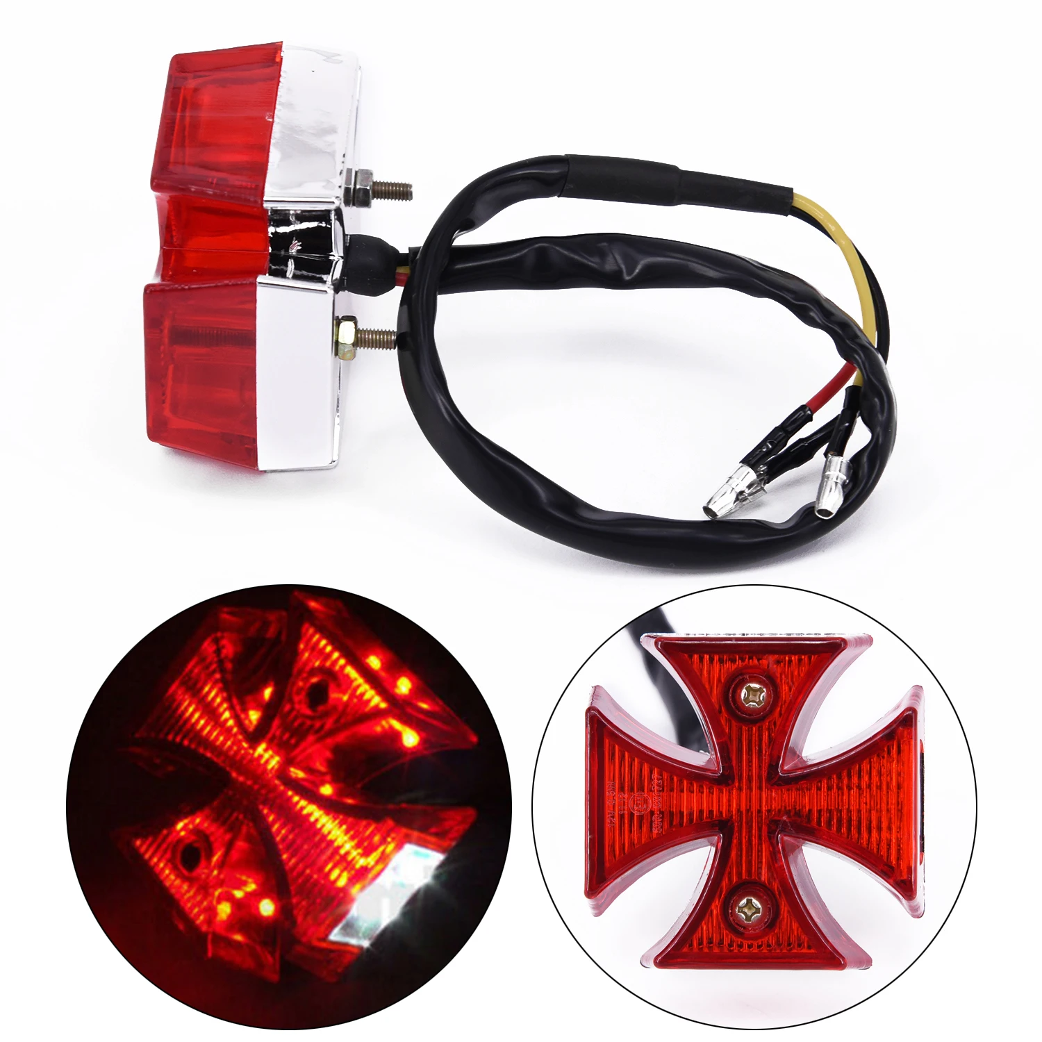 Hot Sale Red Motorcycle Choppers Dirt Bike Maltese Cross LED Rear License Plate Tail Light Red Motorbike Signal Light
Hot Sale Red Motorcycle Choppers Dirt Bike Maltese Cross LED Rear License Plate Tail Light Red Motorbike Signal Light