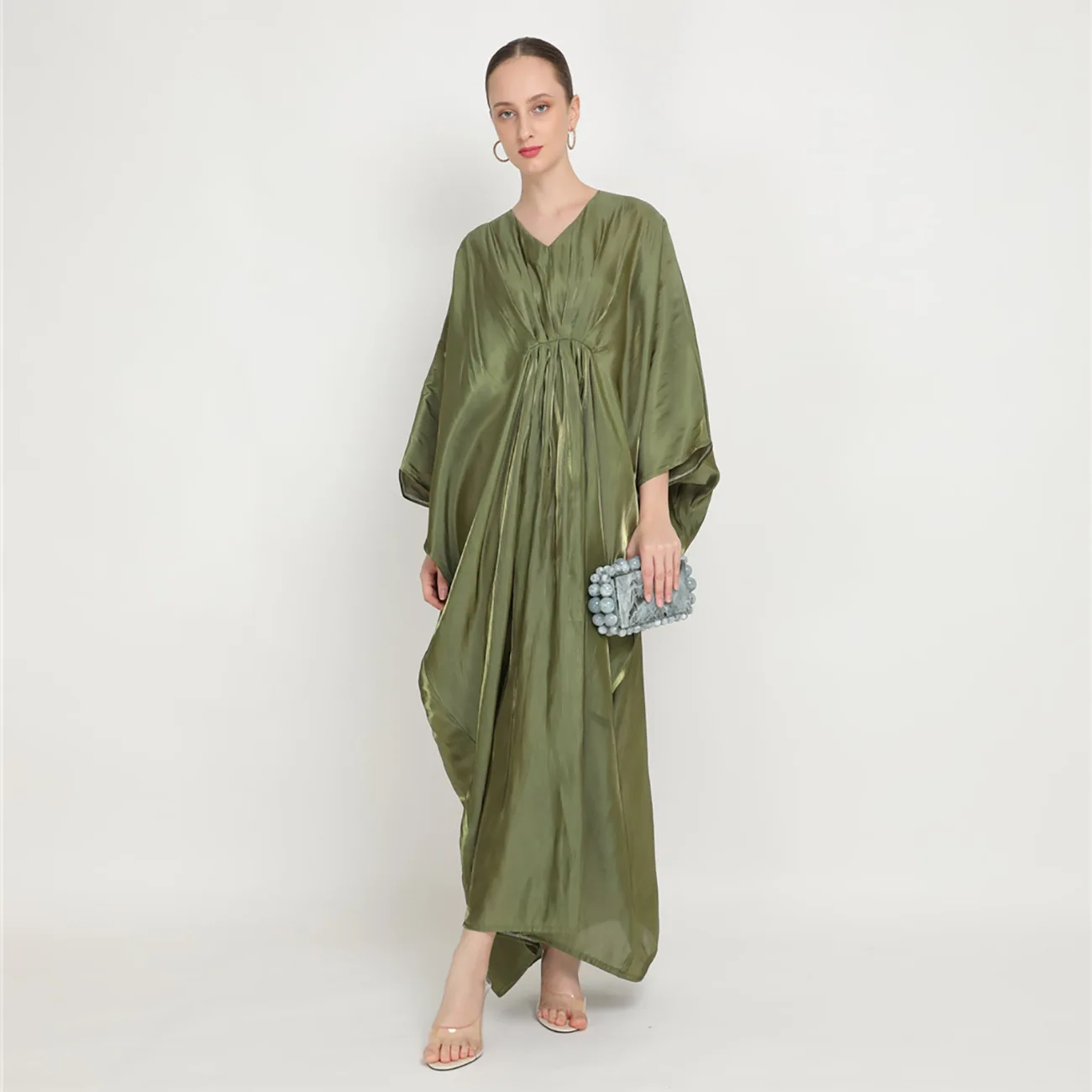 Eid Abaya Silky Muslim Dress for Women Stain Bat Sleeve Maxi Dresses Abayas Moroccan Caftan Party Night Long Vestidos Largo
Eid Abaya Silky Muslim Dress for Women Stain Bat Sleeve Maxi Dresses Abayas Moroccan Caftan Party Night Long Vestidos Largo
