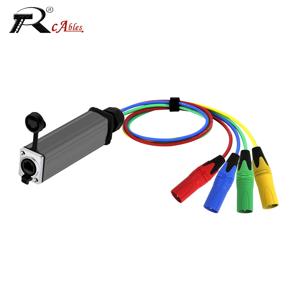 

1PC 0.5M-10M Colorful 4 Channel 3-Pin XLR Male/Female Snake Multi Network Snake Receiver to Single Ethercon Cable -CAT5 Cable