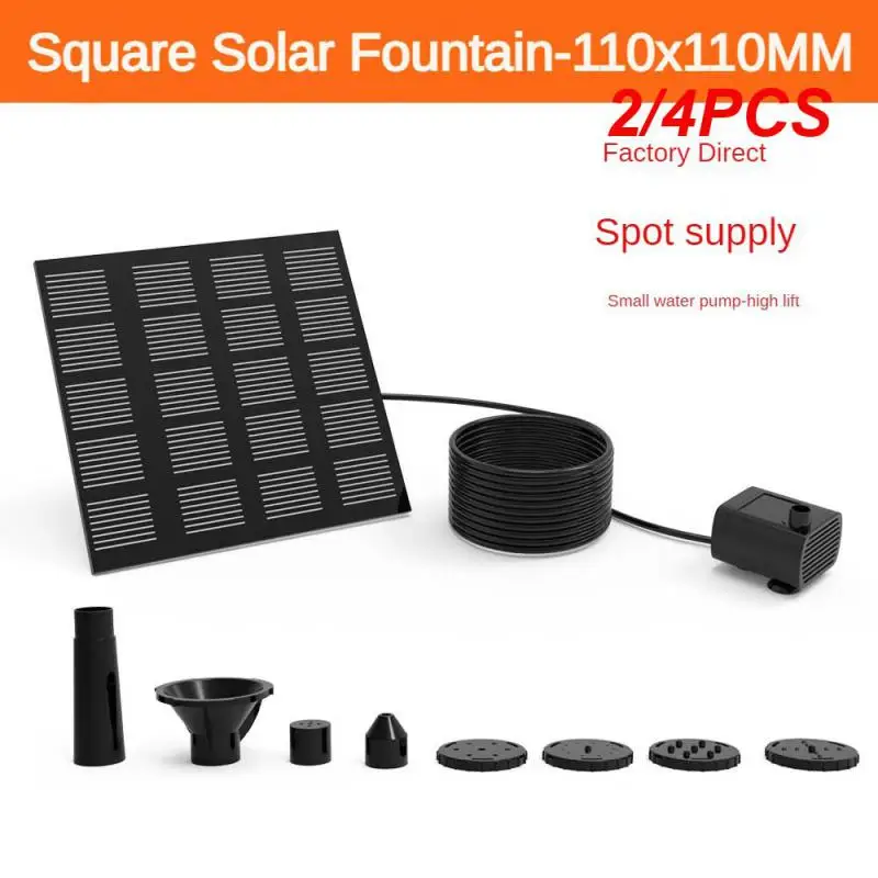 

2/4PCS Solar Water Pond Pump Easy Installation with Nozzles Water Pump Powered Panel Kit Decorative Props Portable for Outdoor