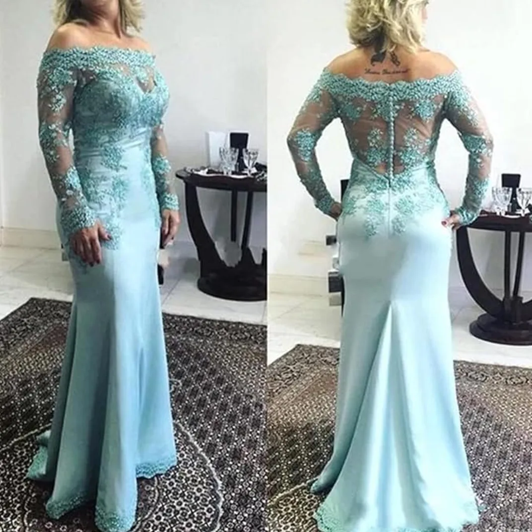 

Evening Dress Illusion Back Lace Appliques Scoop Neck Mermaid Prom Gown Stretchy Elegant Formal Party Dress