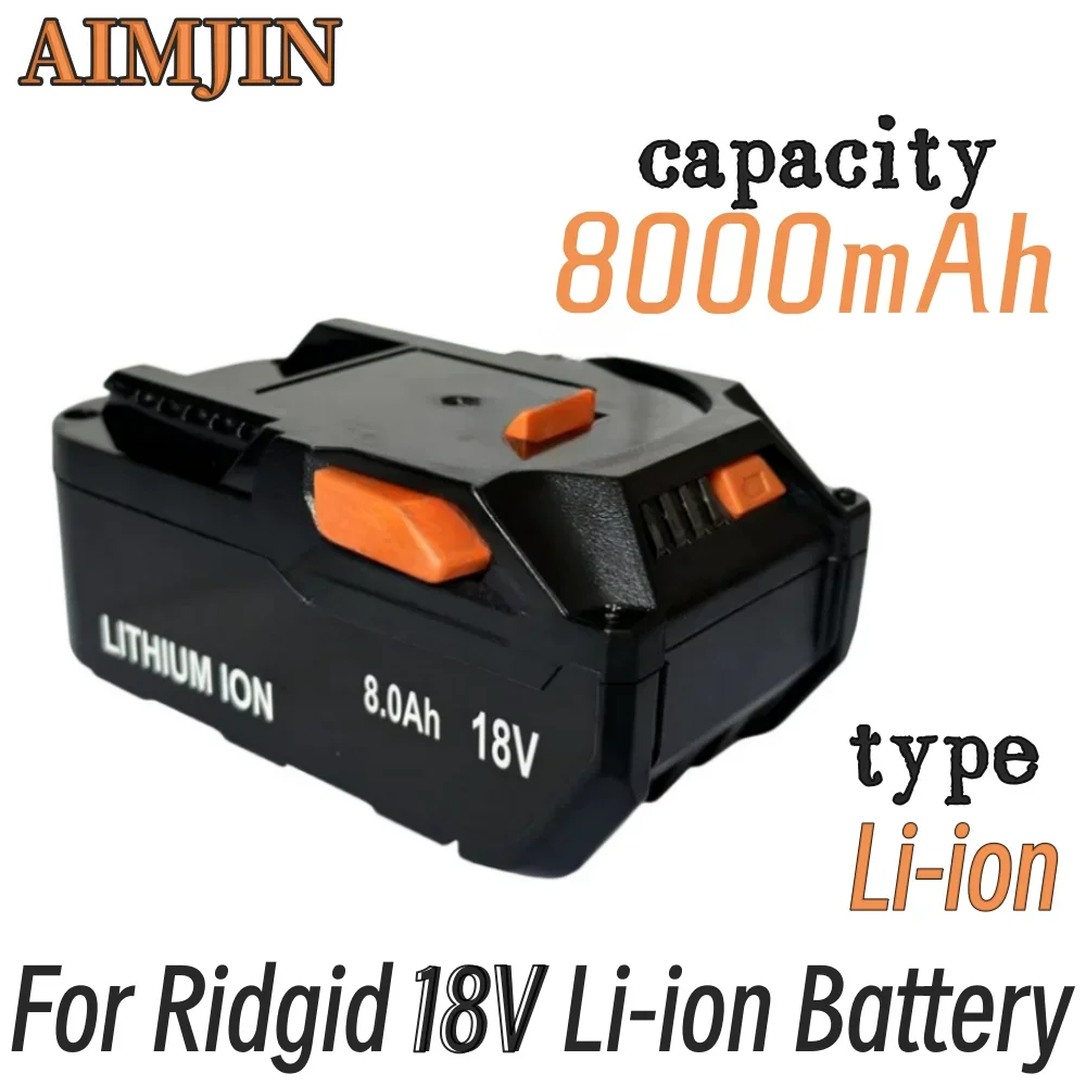 

For AEG 18V Battery 8.0AH Lithium-Ion Battery For RIDGID R840087 R840085 L1815R L1850R L1830R R840083 Series Cordless Power Tool