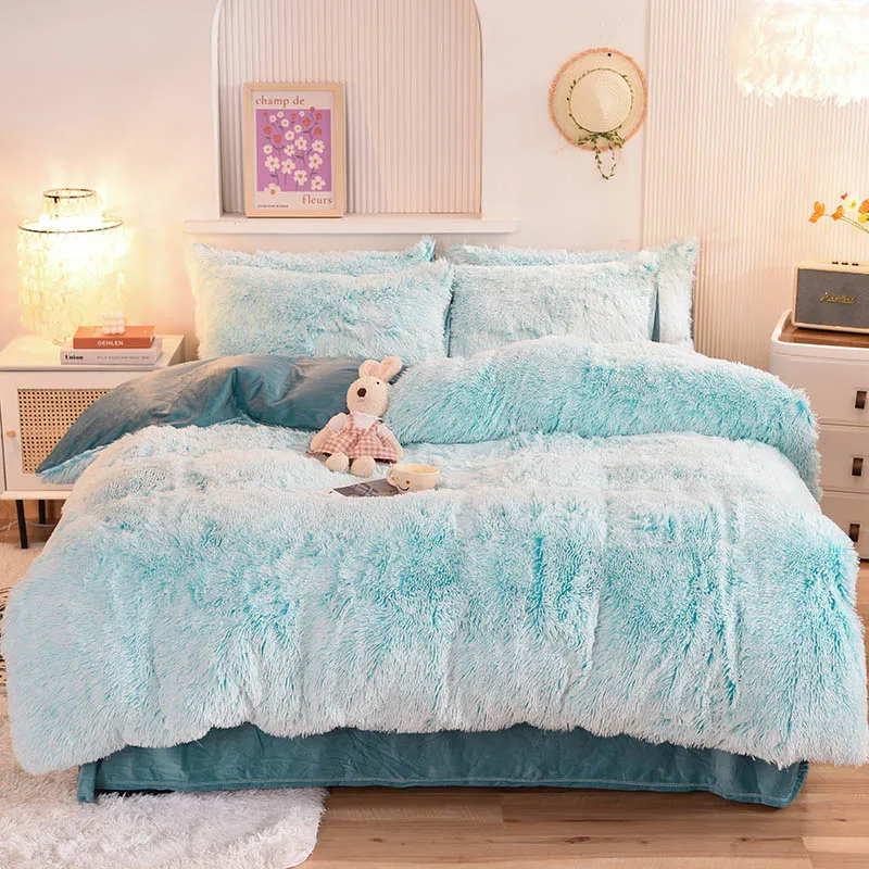 3Pcs Super Shaggy Coral Fleece Warm Cozy Princess Bedding Set Mink Velvet Duvet Cover Set Bed Comforter Cover Blanket Pillowcase 24 S587c53de3e8049b09f82b0b09a5acdf8H