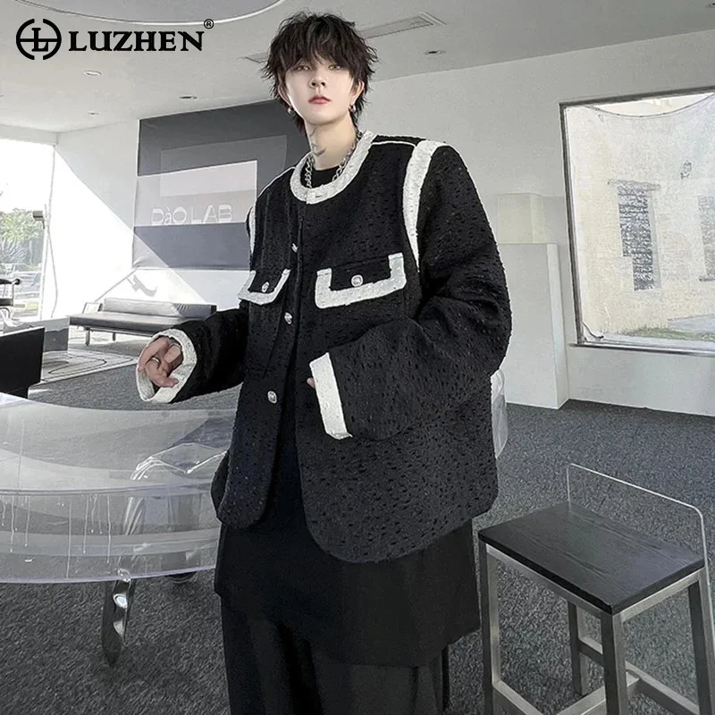 

LUZHEN Buttoned Decorate Splicing Color Contrast Design Jackets Personality Trendy 2024 Men's Korean Reviews Many Clothes LZ2236