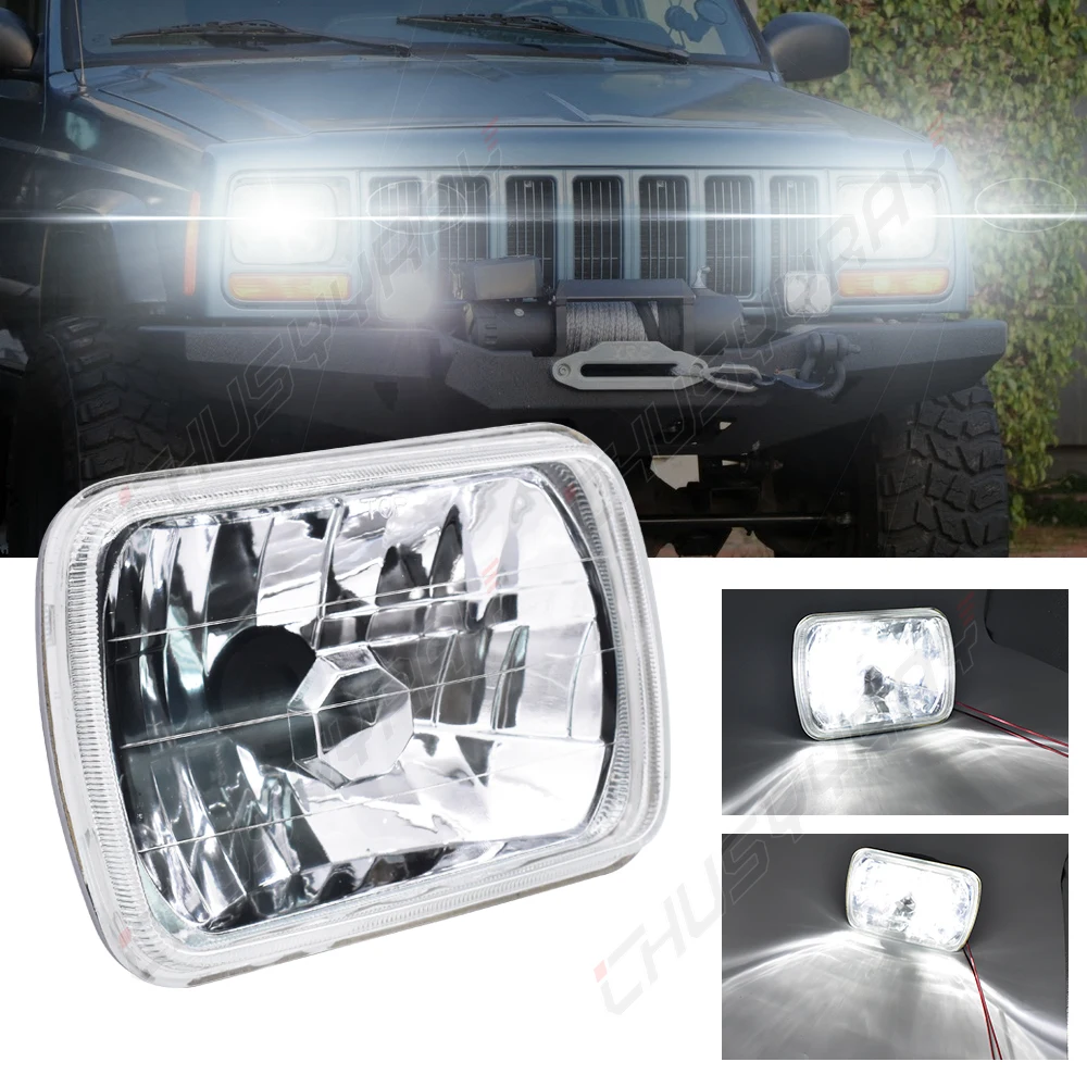 

XWQHJW Car Modification Headlights Car Daytime Running Lights Square 7 Inch LED Universal SUV Pickup Truck Truck Headlamp