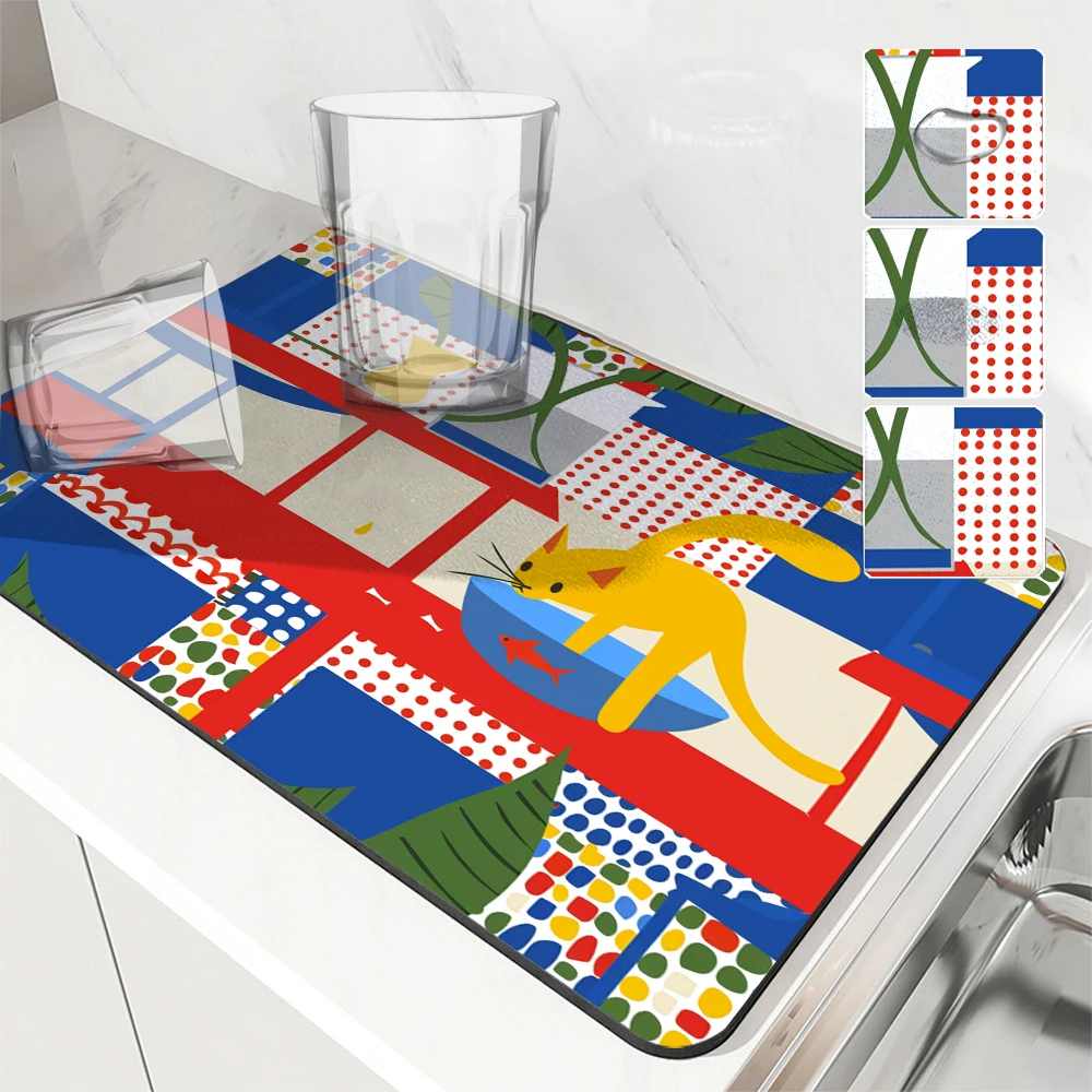 Antiskid Kitchen Absorbent Draining Mat Geometric Cat Super Draining Coffee Dish Drying Mat Quick Dry Bathroom Drain Pad
Antiskid Kitchen Absorbent Draining Mat Geometric Cat Super Draining Coffee Dish Drying Mat Quick Dry Bathroom Drain Pad