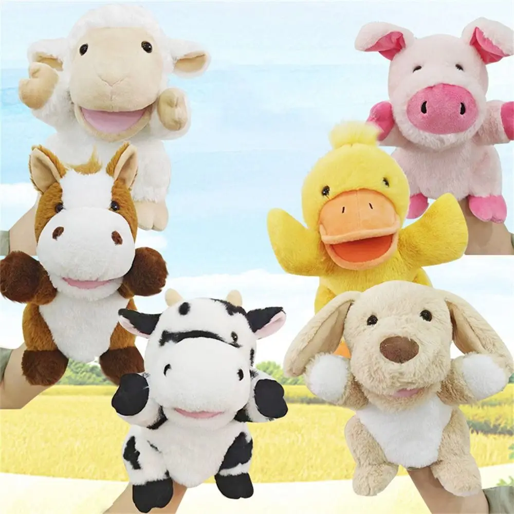 

Cow Duck Pig Plush Animal Puppets Movable Open Mouths Dog Horse Sheep Stuffed Hand Doll Soft Hand Doll Role-Playing