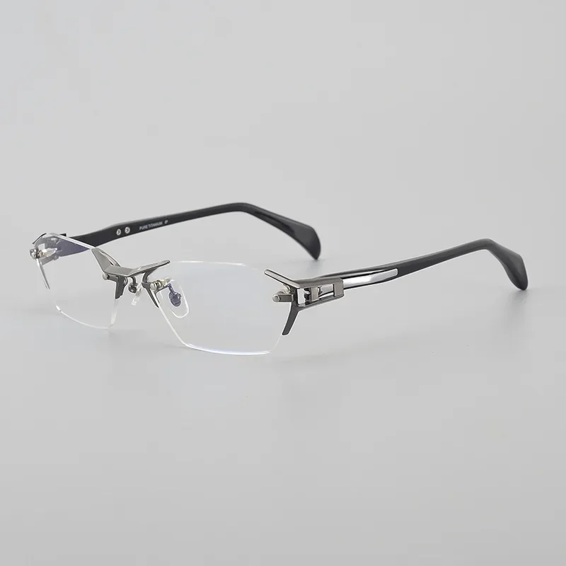 

Top quality men's new 1141 pure titanium irregular frameless personality myopia frames women can wear prescription frames